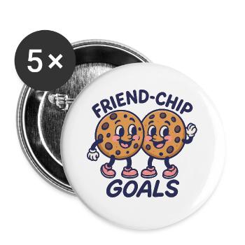 Friend-Chip Goals Cookie Friends - Lot de 5 grands badges (56 mm) - blanc - Devant