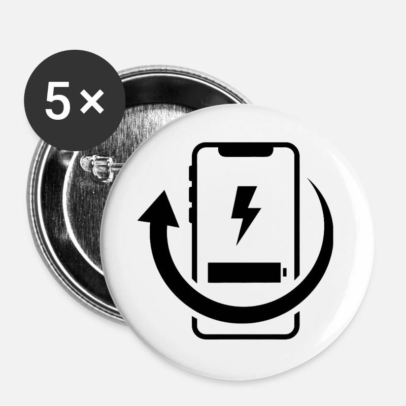 Lightning Circle of Energy - Buttons large 2.2''/56 mm (5-pack) - white