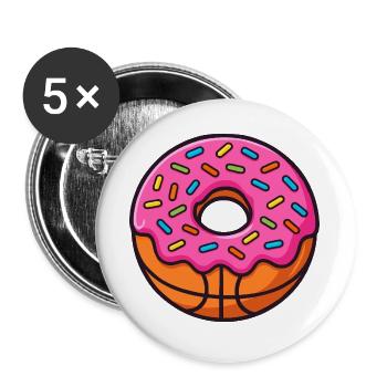 Funny Basketball Food Humor - Buttons groß 56 mm (5er Pack) - Weiß - Vorne