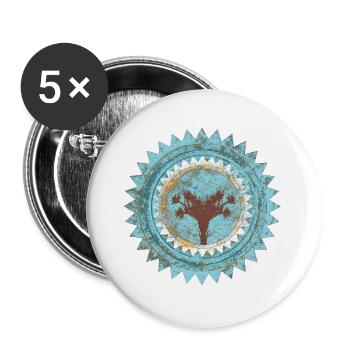 Distressed Baum Siegel Blau Mallorca - Buttons groß 56 mm (5er Pack) - Weiß - Vorne