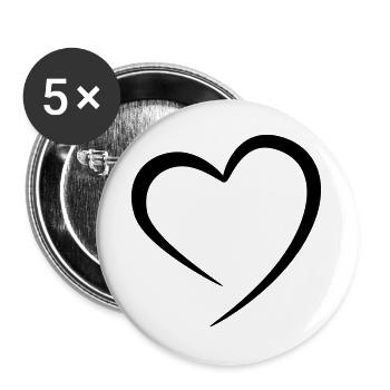 Cœur - Lot de 5 grands badges (56 mm) - blanc - Devant