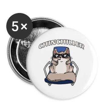 Chinchilla Chiller Chill Holiday Cool Chinchiller - Lot de 5 grands badges (56 mm) - blanc - Devant