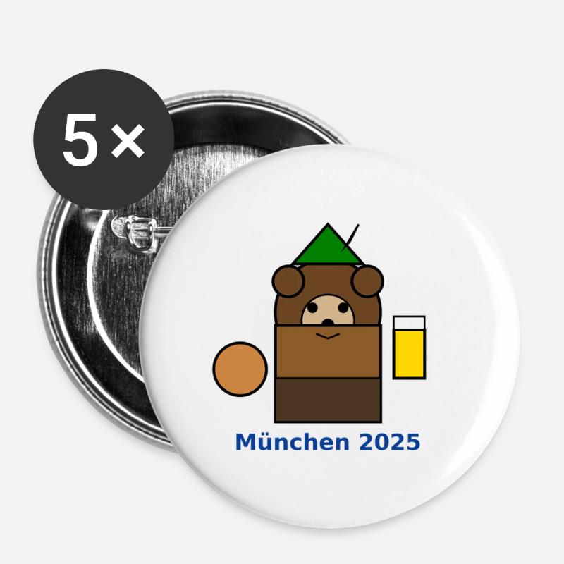 München2025 Bären-Logo - Buttons large 2.2''/56 mm (5-pack) - white