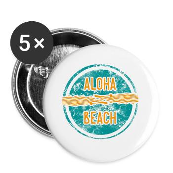 Aloha Beach Vintage Badge - Buttons groß 56 mm (5er Pack) - Weiß - Vorne