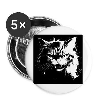 Angry cat - Buttons large 2.2''/56 mm (5-pack) - white - Front