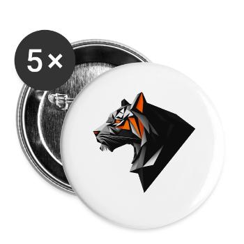 Polygone tête de tigre Orange accents Design - Lot de 5 grands badges (56 mm) - blanc - Devant