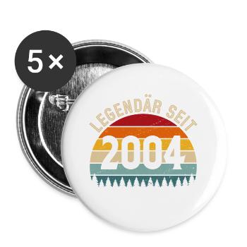 Legendär seit 2004 – Jahrgang 2004 - Buttons groß 56 mm (5er Pack) - Weiß - Vorne