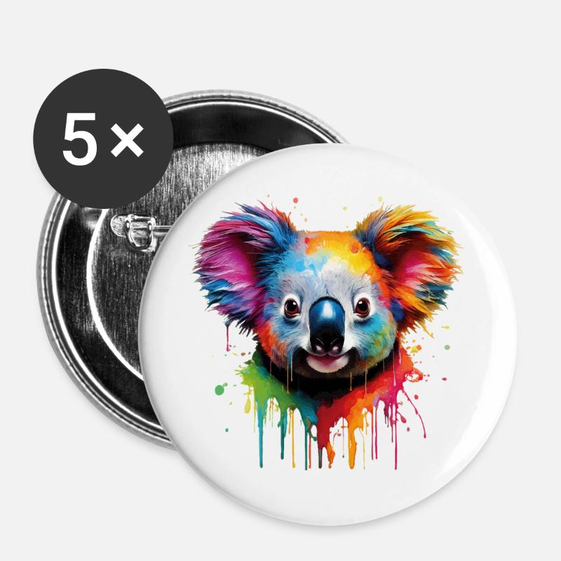 Rainbow Koala Watercolor - Buttons large 2.2''/56 mm (5-pack) - white