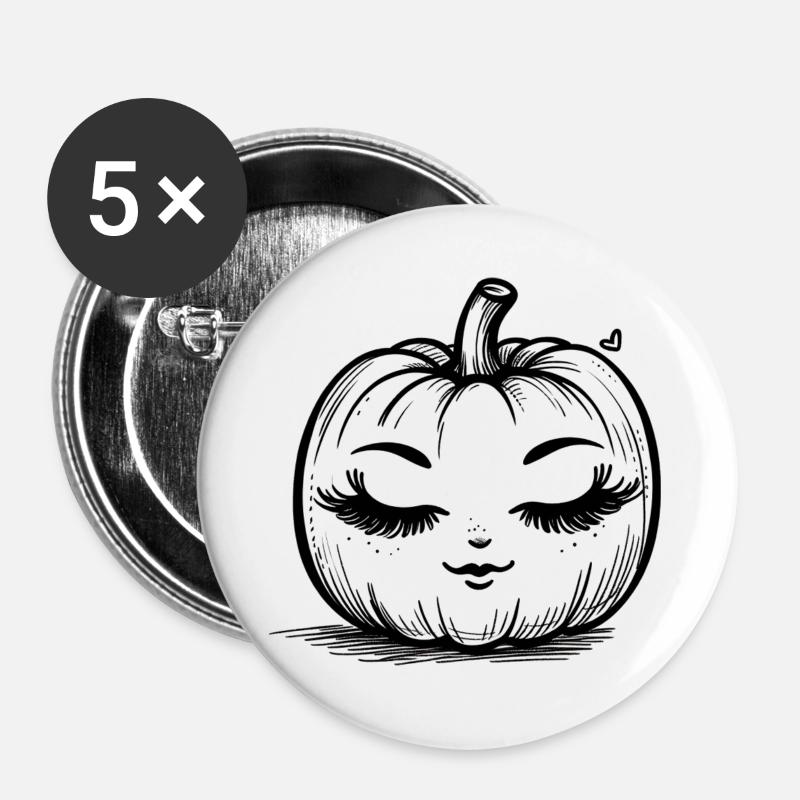 Pumpkin lovely and friendly - Buttons large 2.2''/56 mm (5-pack) - white