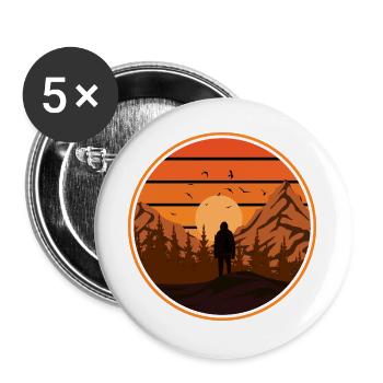 Sunset Mountain Hiking Adventure - Buttons large 2.2''/56 mm (5-pack) - white - Front