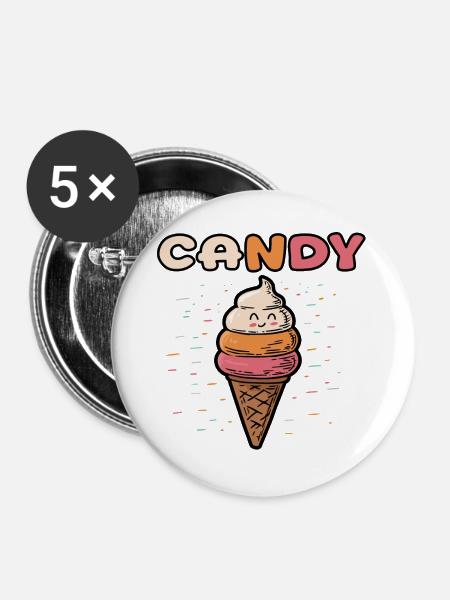 Eiscreme - candy - Buttons groß 56 mm (5er Pack) - Weiß