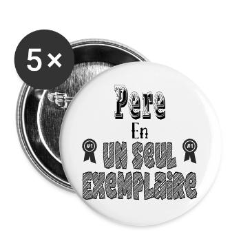 Father in a single copy - Buttons large 2.2''/56 mm (5-pack) - white - Front