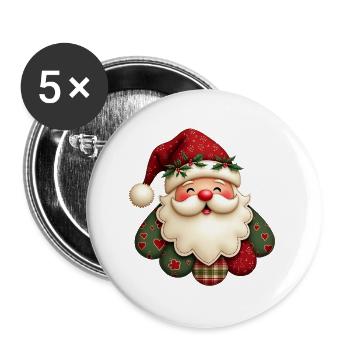 Kuscheliger Weihnachtsmann - Buttons groß 56 mm (5er Pack) - Weiß - Vorne