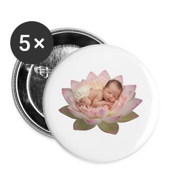 Baby baby with diaper sleeping on open lotus flower - Buttons large 2.2''/56 mm (5-pack) - white - Front