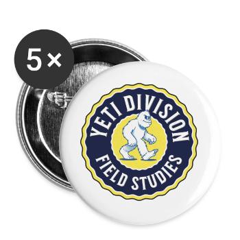 Yeti-Abteilung — Abzeichen für Feldstudien - Buttons groß 56 mm (5er Pack) - Weiß - Vorne