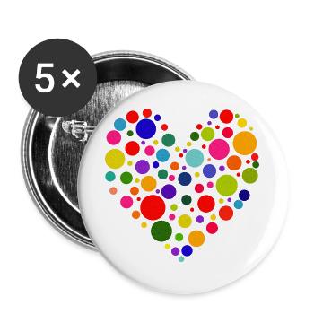Colorful Circle Heart Pattern - Buttons large 2.2''/56 mm (5-pack) - white - Front