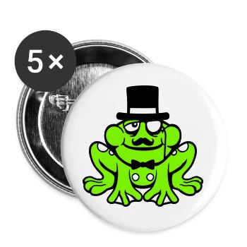 Mr Frog Sir Mr. Rich Monocle Glasses Top Hat - Buttons large 2.2''/56 mm (5-pack) - white - Front