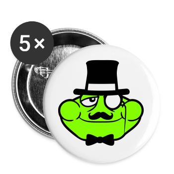 Mr Frog Sir Mr. Rich Monocle Glasses Top Hat - Buttons large 2.2''/56 mm (5-pack) - white - Front