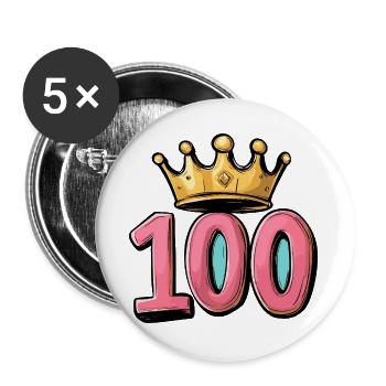 100 Number Crown - Buttons large 2.2''/56 mm (5-pack) - white - Front