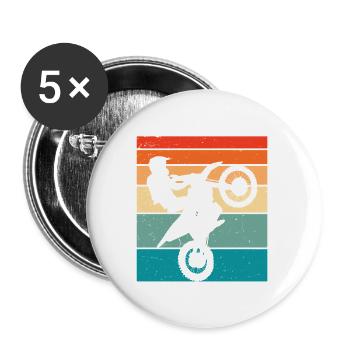 Motocross Retro Motorsport - Buttons large 2.2''/56 mm (5-pack) - white - Front