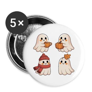 Warm Autumn Ghosts - Buttons large 2.2''/56 mm (5-pack) - white - Front
