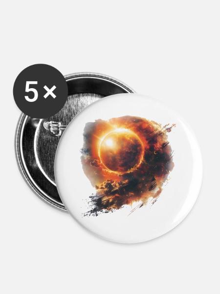 Sonnenfeuer Orb Kunst - Buttons groß 56 mm (5er Pack) - Weiß