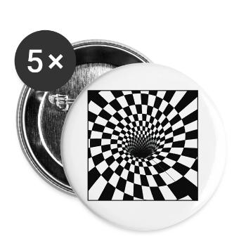 Spiralförmiger Checker Tunnel - Buttons groß 56 mm (5er Pack) - Weiß - Vorne