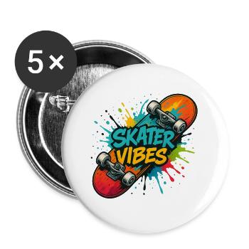 Skater Vibes - Buttons large 2.2''/56 mm (5-pack) - white - Front