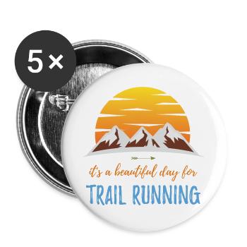C’est une belle journée pour le trail running - Lot de 5 grands badges (56 mm) - blanc - Devant