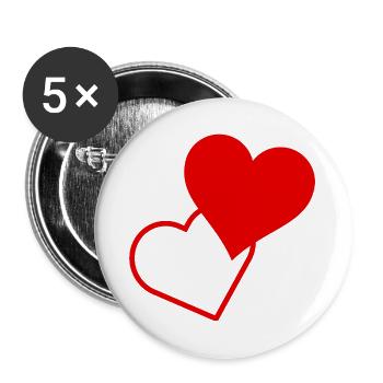 Red hearts - Buttons large 2.2''/56 mm (5-pack) - white - Front