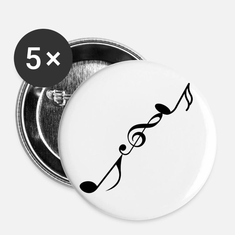 Musical notes - Buttons large 2.2''/56 mm (5-pack) - white