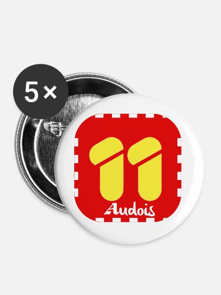 Audois Logo 11 - Buttons groß 56 mm (5er Pack) - Weiß