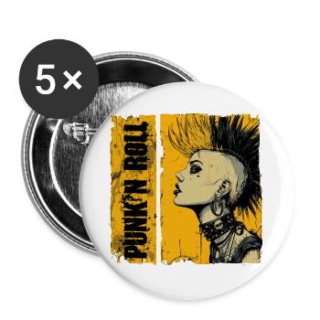 Punk'n Roll Girl - Buttons large 2.2''/56 mm (5-pack) - white - Front