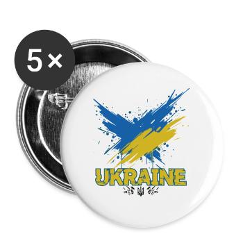 Ukraine Flag Splash Art - Buttons large 2.2''/56 mm (5-pack) - white - Front