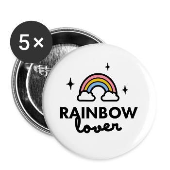 Rainbow Lover logo - Buttons large 2.2''/56 mm (5-pack) - white - Front