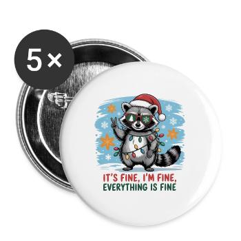 Christmas mystical raccoon with string lights - Buttons large 2.2''/56 mm (5-pack) - white - Front