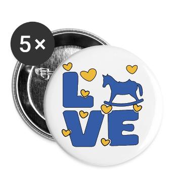 SCHAUKELPFERDE PFERDE - Buttons groß 56 mm (5er Pack) - Weiß - Vorne