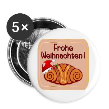 Frohe Weihnachten Hamburg Franzbrötchen - Buttons groß 56 mm (5er Pack) - Weiß - Vorne