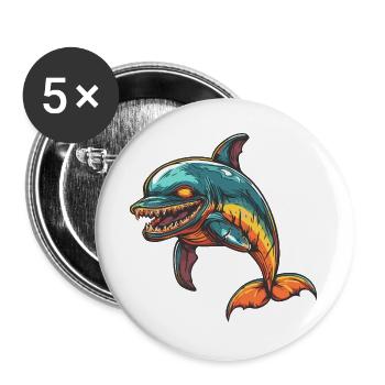 Dolphin Zombie - Buttons large 2.2''/56 mm (5-pack) - white - Front