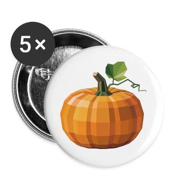 Kürbis - Cooles Low Poly Logo - Buttons groß 56 mm (5er Pack) - Weiß - Vorne