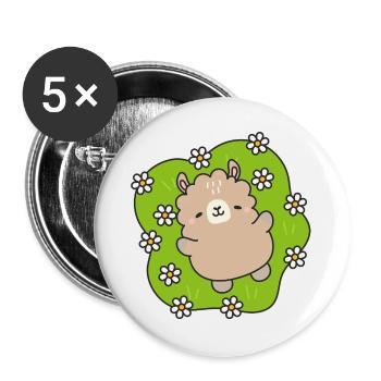 Glücklicher Bär im Blumengarten - Buttons groß 56 mm (5er Pack) - Weiß - Vorne