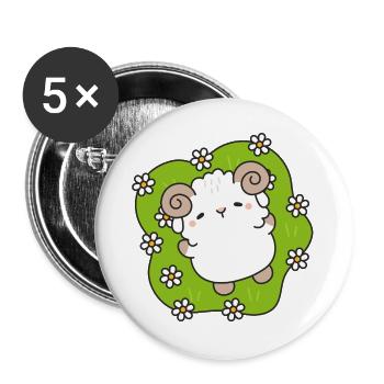 Verzauberte Schafe im Frühling - Buttons groß 56 mm (5er Pack) - Weiß - Vorne