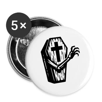 Grabstein Kreuzhand - Buttons groß 56 mm (5er Pack) - Weiß - Vorne