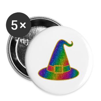 Witch Hat Halloween | Rainbow Magic Hat Glitter - Buttons large 2.2''/56 mm (5-pack) - white - Front