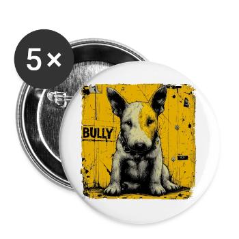 Chiot Bull Terrier - Lot de 5 grands badges (56 mm) - blanc - Devant