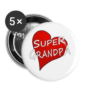 SUPER GRANDPA - Buttons groß 56 mm (5er Pack) - Weiß - Vorne