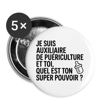 Super power childcare - Buttons large 2.2''/56 mm (5-pack) - white - Front