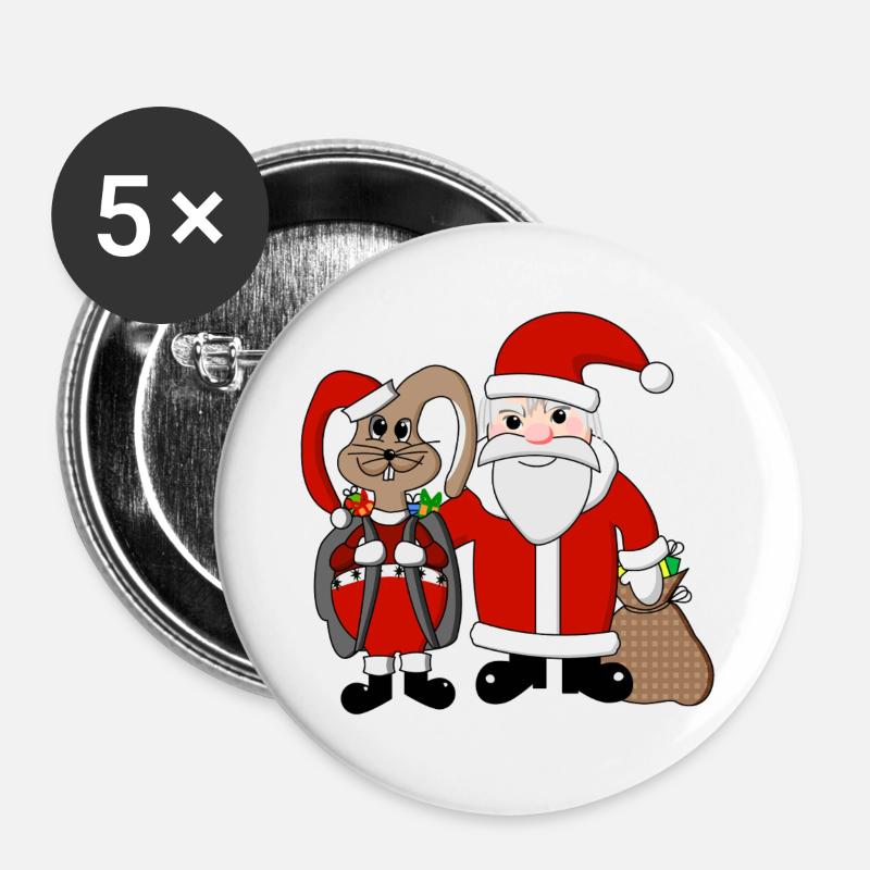 Team Weihnachten - Buttons groß 56 mm (5er Pack) - Weiß