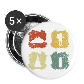 Hiking Essentials Minimalist Nature Icons - Buttons groß 56 mm (5er Pack) - Weiß - Vorne