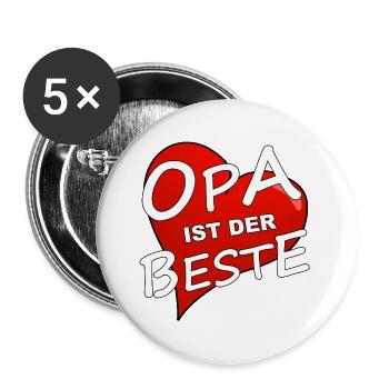 OPA IST DER BESTE - Buttons groß 56 mm (5er Pack) - Weiß - Vorne